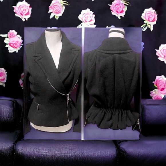 LOUIS Vuitton Jacket Runway RARE 2009 Collection Black Wool Blend Coat Size 40 - Picture 15 of 15